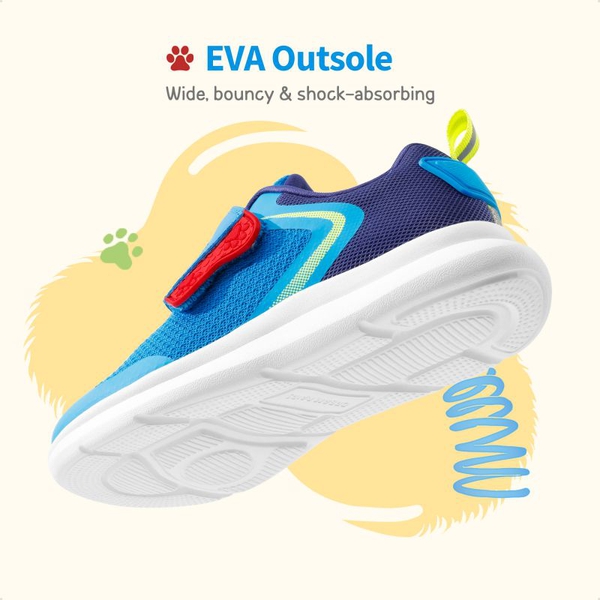 Kids Mesh Upper Easy On & Off Athletic Running Shoes - ROYAL BLUE RED - 4